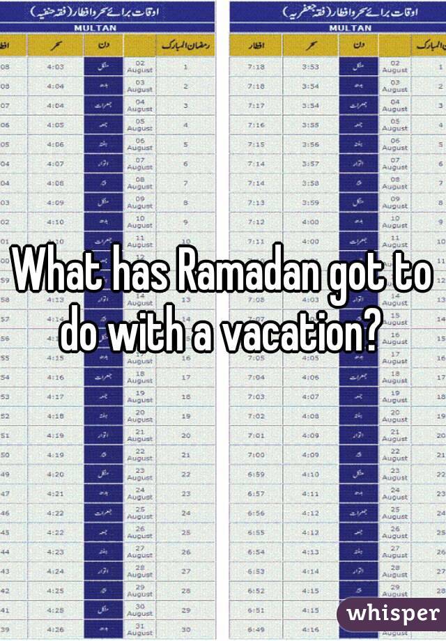 What has Ramadan got to do with a vacation? 