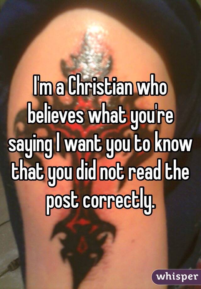 I'm a Christian who believes what you're saying I want you to know that you did not read the post correctly.