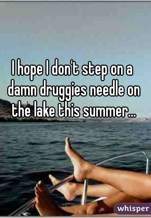 I hope I don't step on a damn druggies needle on the lake this summer...