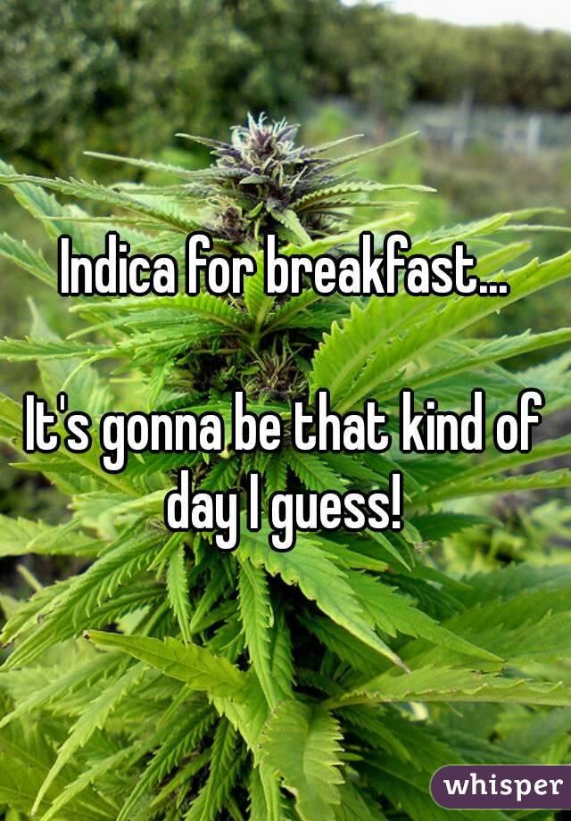 Indica for breakfast...

It's gonna be that kind of day I guess! 