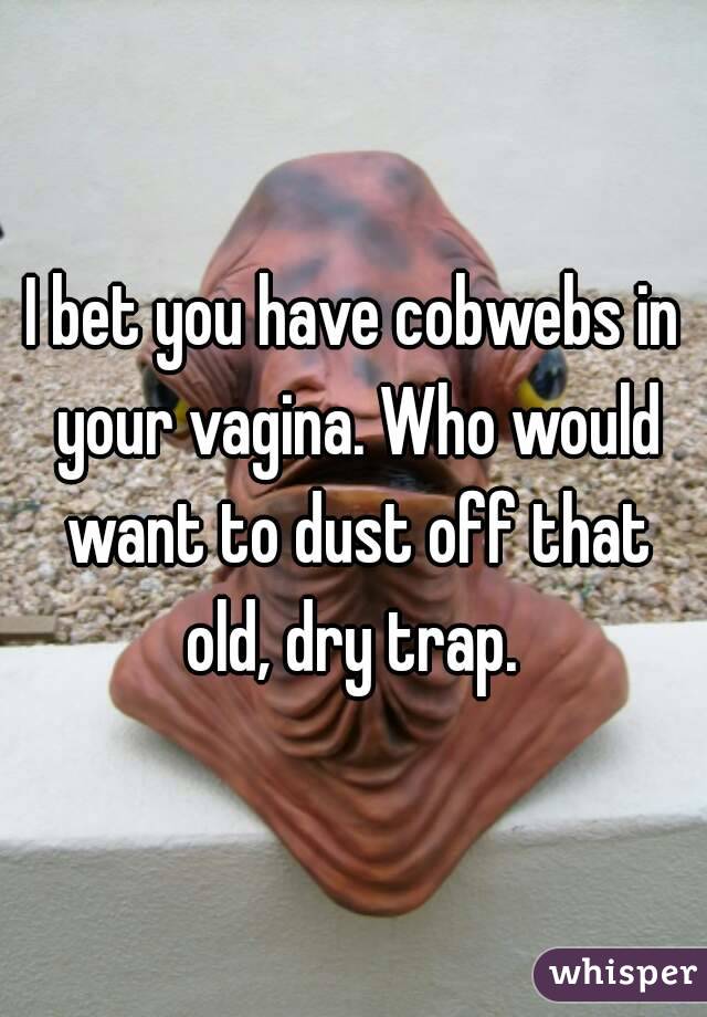I bet you have cobwebs in your vagina. Who would want to dust off that old, dry trap. 