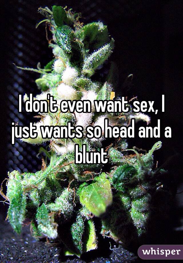 I don't even want sex, I just wants so head and a blunt