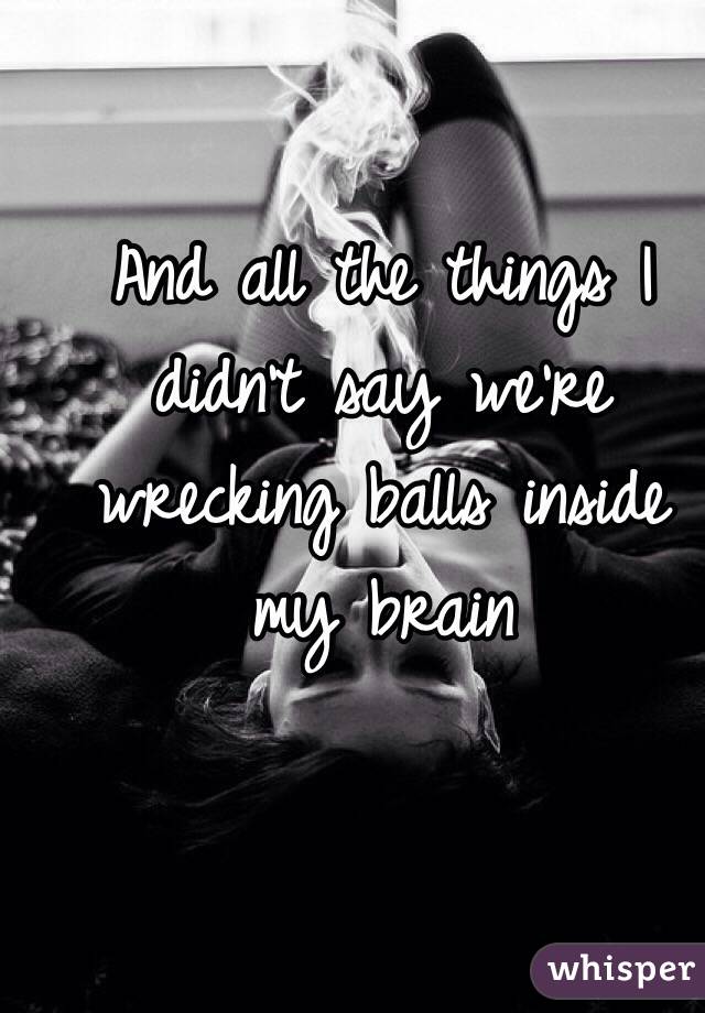And all the things I didn't say we're wrecking balls inside my brain