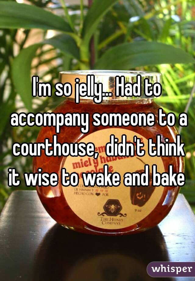 I'm so jelly... Had to accompany someone to a courthouse,  didn't think it wise to wake and bake 