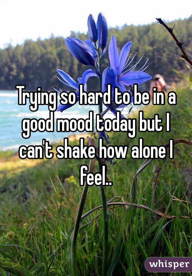 Trying so hard to be in a good mood today but I can't shake how alone I feel.. 