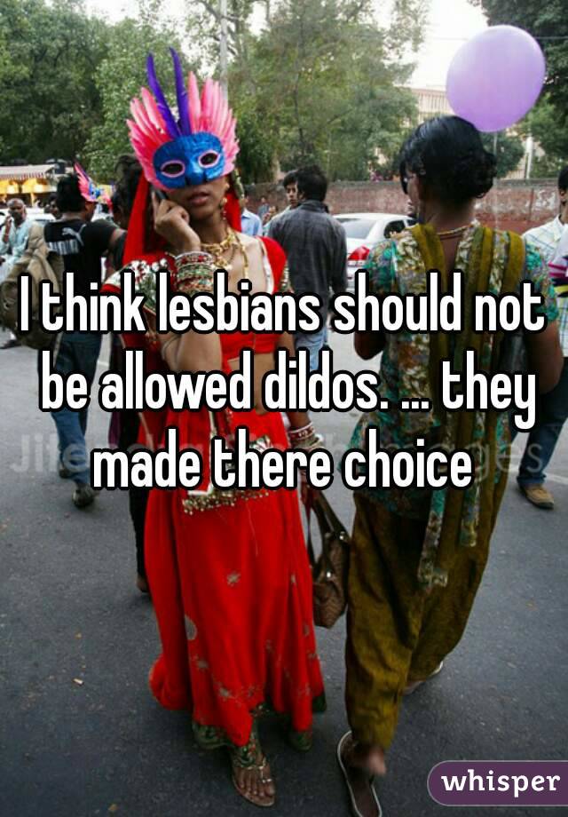 I think lesbians should not be allowed dildos. ... they made there choice 