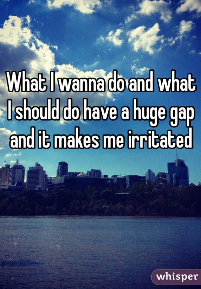 What I wanna do and what I should do have a huge gap and it makes me irritated 