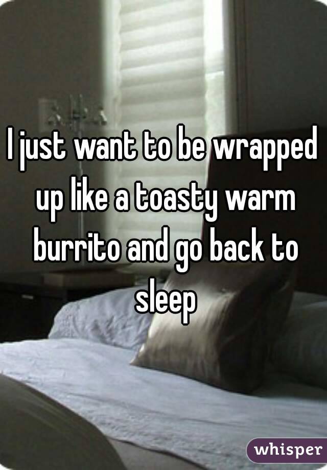 I just want to be wrapped up like a toasty warm burrito and go back to sleep