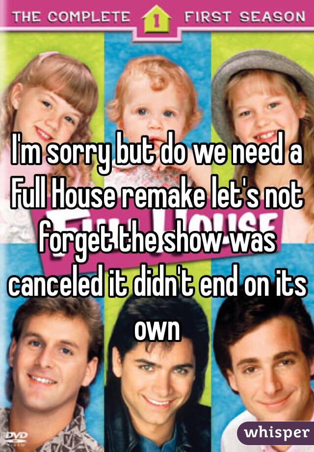 I'm sorry but do we need a Full House remake let's not forget the show was canceled it didn't end on its own