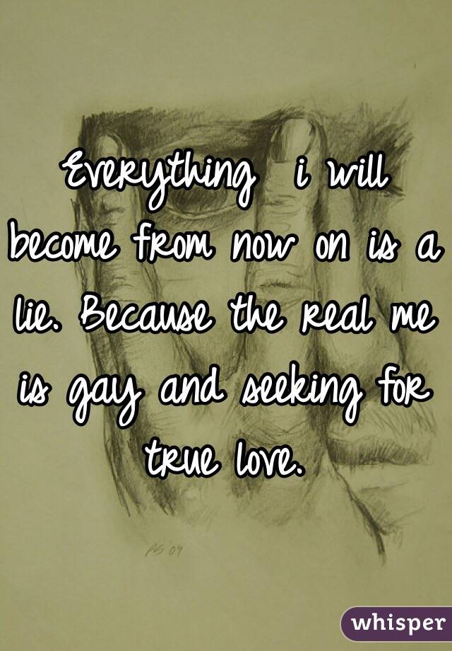 Everything  i will become from now on is a lie. Because the real me is gay and seeking for true love. 