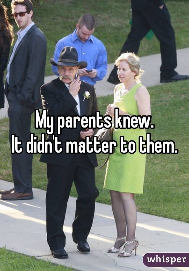 My parents knew. 
It didn't matter to them. 