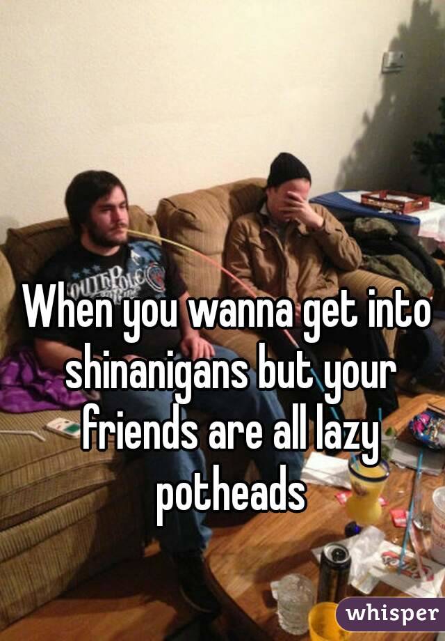 When you wanna get into shinanigans but your friends are all lazy potheads