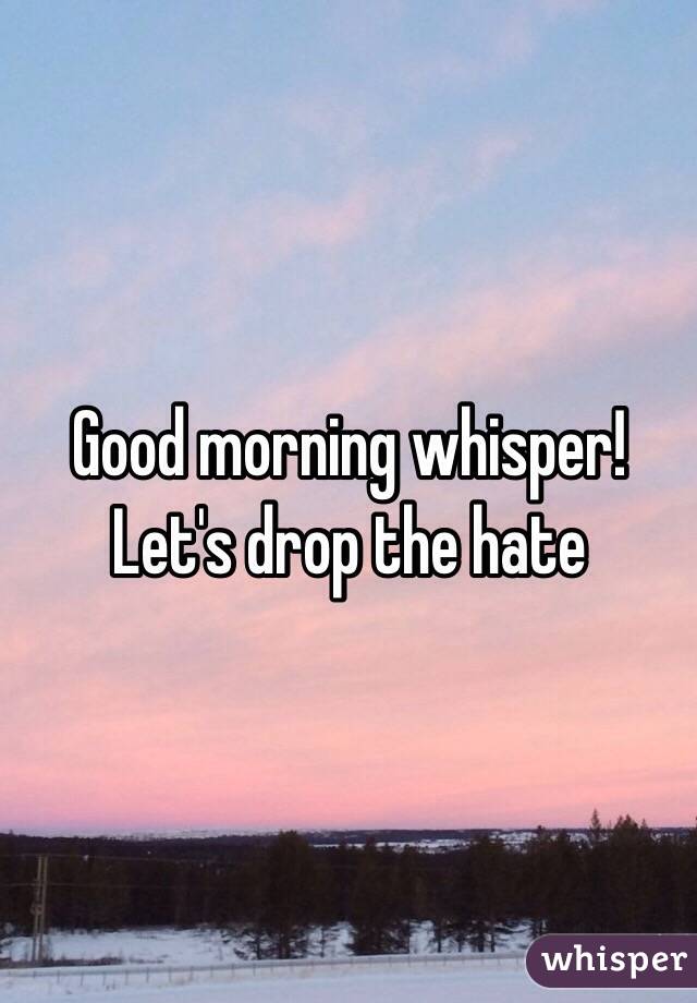 Good morning whisper!
Let's drop the hate 