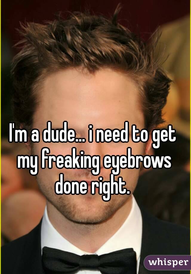 I'm a dude... i need to get my freaking eyebrows done right. 