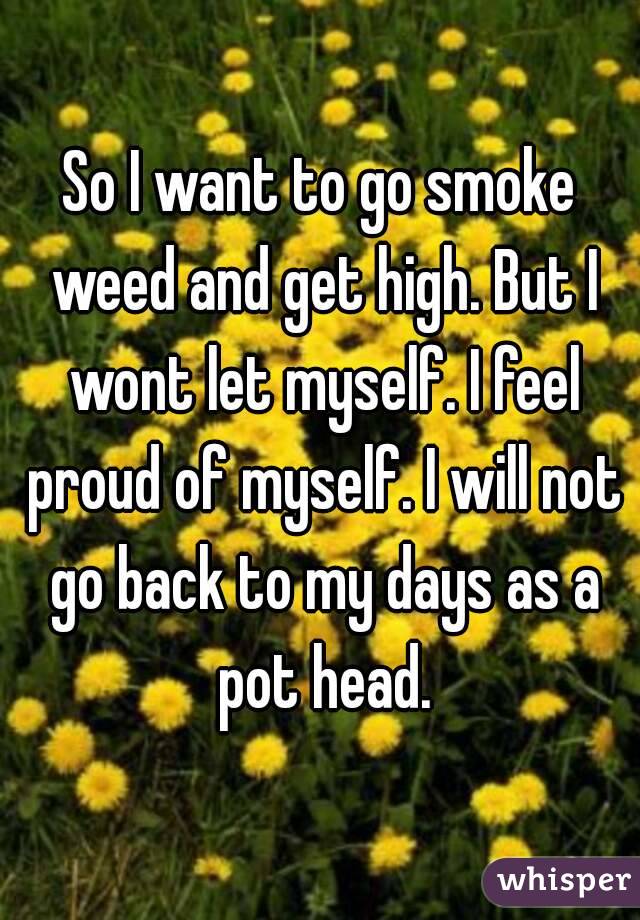 So I want to go smoke weed and get high. But I wont let myself. I feel proud of myself. I will not go back to my days as a pot head.