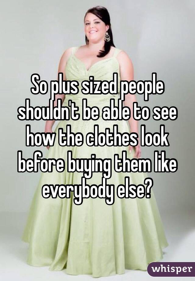 So plus sized people shouldn't be able to see how the clothes look before buying them like everybody else?