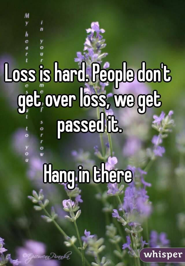 Loss is hard. People don't get over loss, we get passed it.

Hang in there