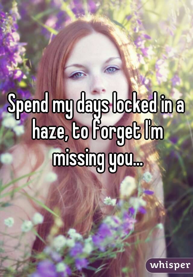 Spend my days locked in a haze, to forget I'm missing you...