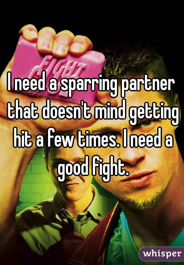 I need a sparring partner that doesn't mind getting hit a few times. I need a good fight.