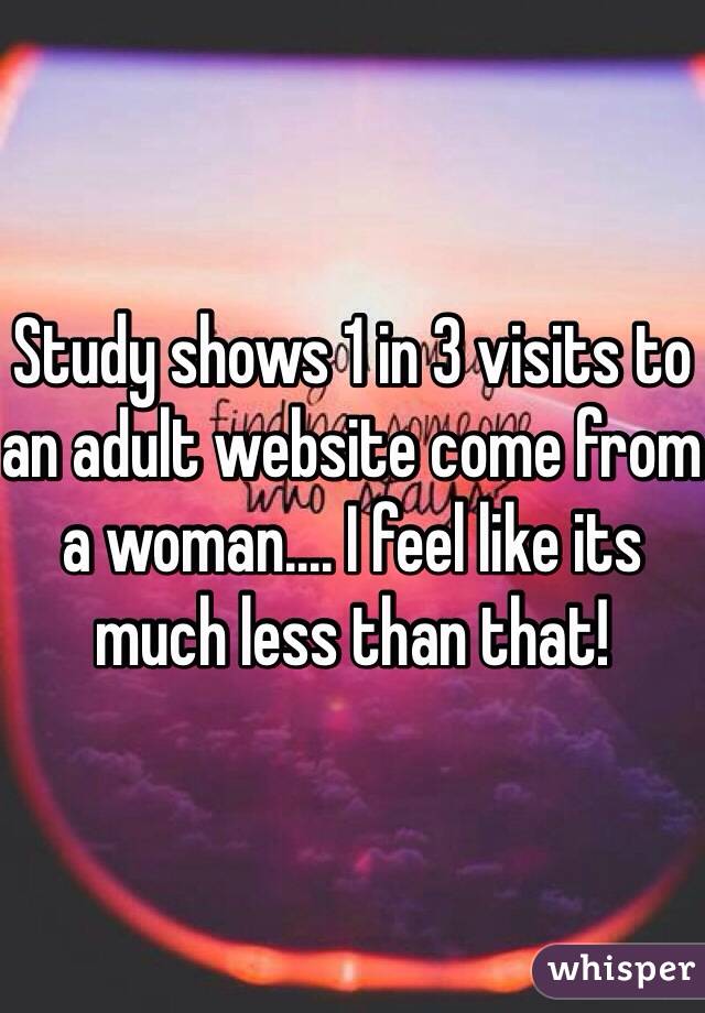 Study shows 1 in 3 visits to an adult website come from a woman.... I feel like its much less than that!
