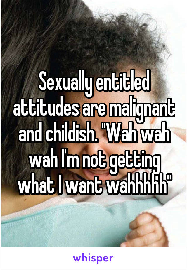 Sexually entitled attitudes are malignant and childish. "Wah wah wah I'm not getting what I want wahhhhh"