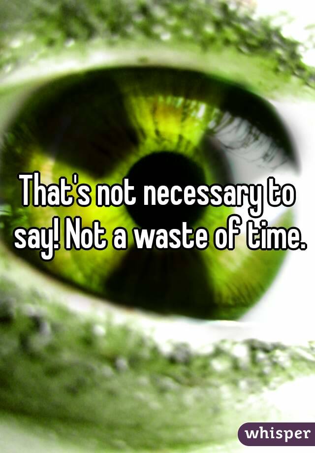 That's not necessary to say! Not a waste of time.
