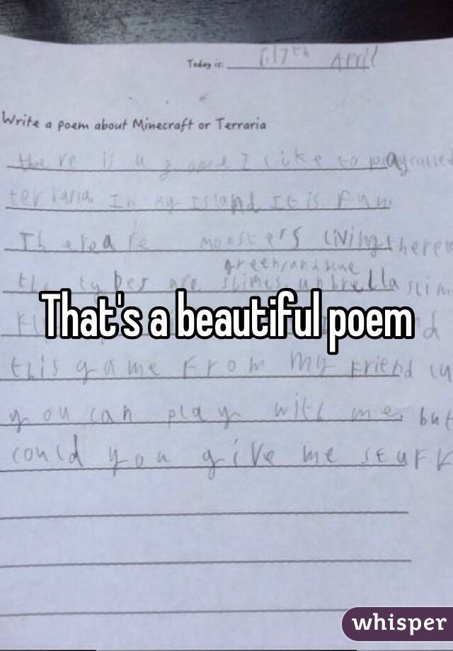 That's a beautiful poem