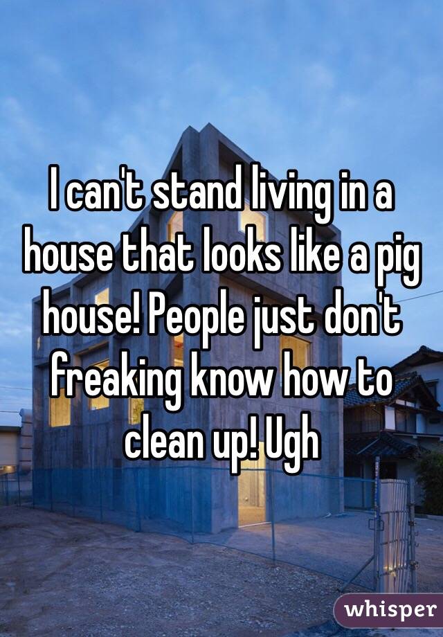 I can't stand living in a house that looks like a pig house! People just don't freaking know how to clean up! Ugh 
