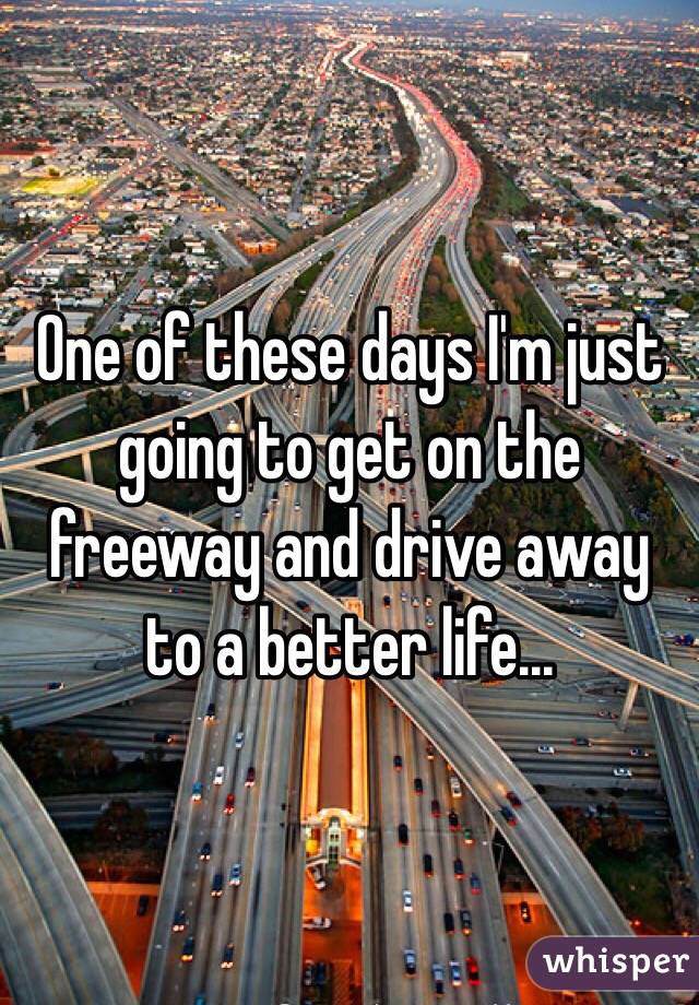 One of these days I'm just going to get on the freeway and drive away to a better life...
