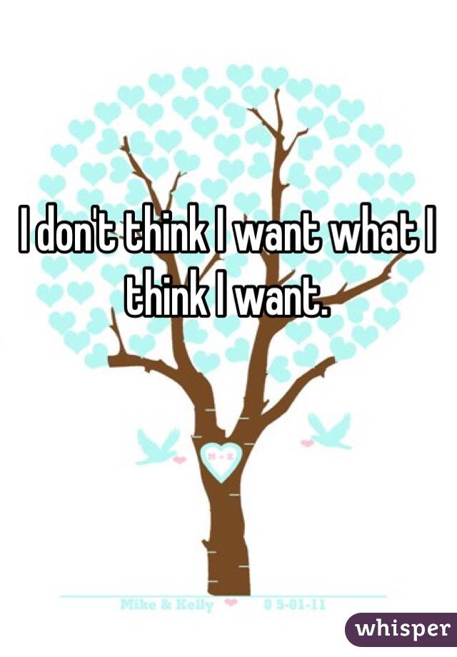 I don't think I want what I think I want. 