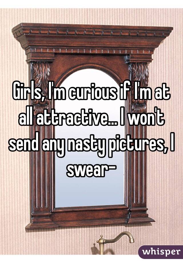 Girls, I'm curious if I'm at all attractive... I won't send any nasty pictures, I swear-