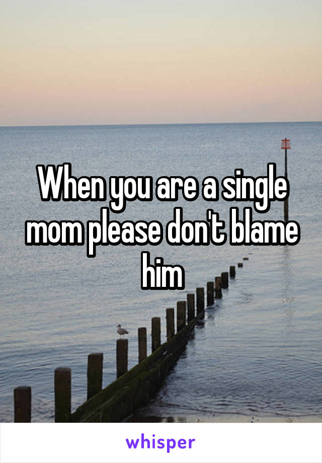 When you are a single mom please don't blame him