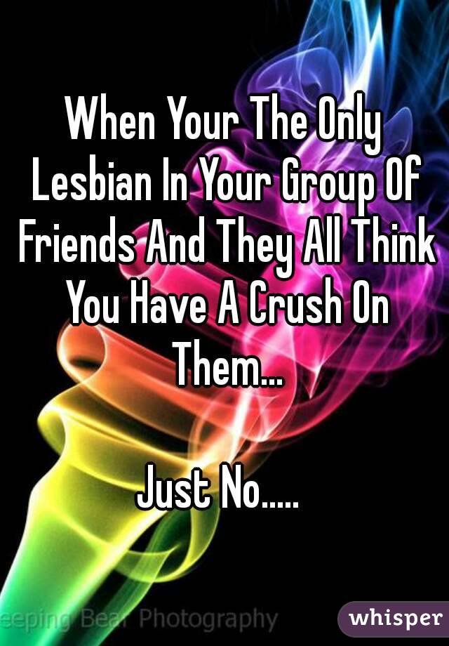 When Your The Only Lesbian In Your Group Of Friends And They All Think You Have A Crush On Them...

Just No..... 
