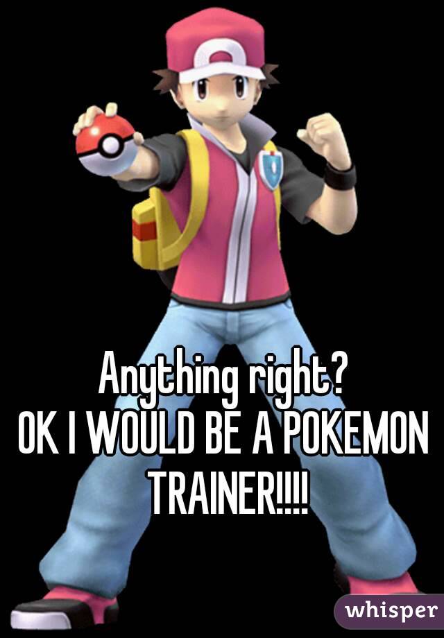 Anything right?
OK I WOULD BE A POKEMON TRAINER!!!!
