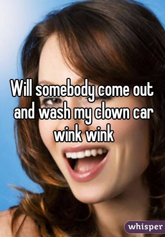 Will somebody come out and wash my clown car wink wink