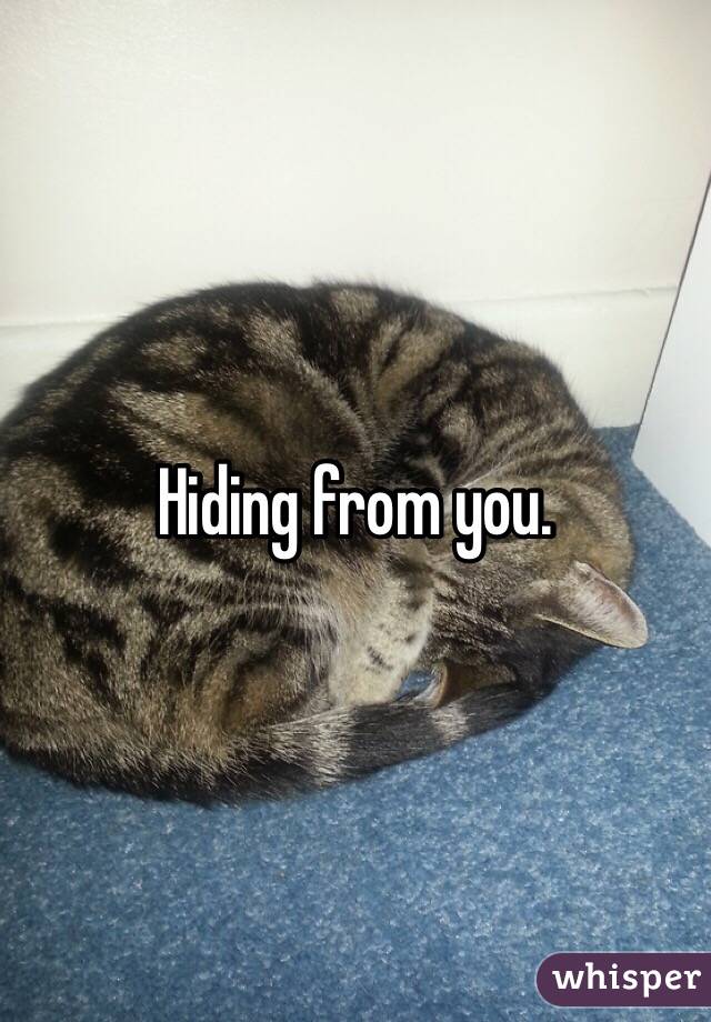Hiding from you. 