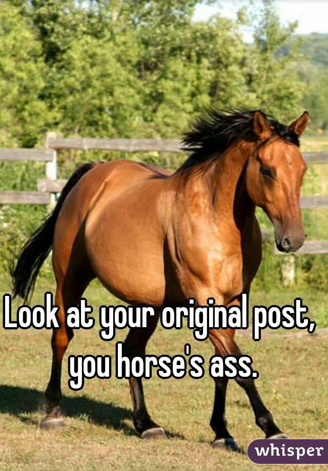 Look at your original post,  you horse's ass. 