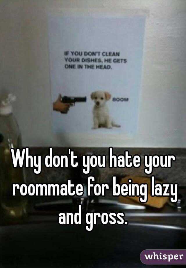 Why don't you hate your roommate for being lazy and gross. 