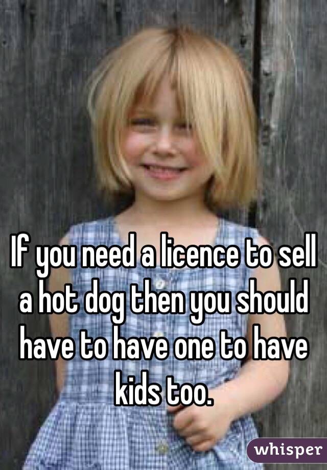 If you need a licence to sell a hot dog then you should have to have one to have kids too. 