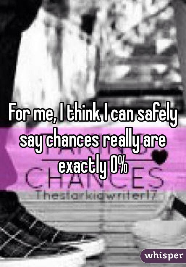 For me, I think I can safely say chances really are exactly 0%