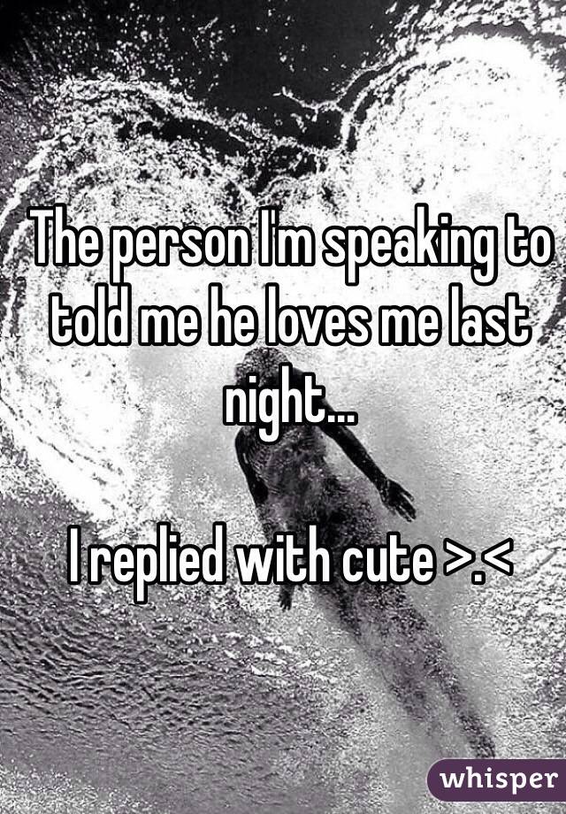The person I'm speaking to told me he loves me last night... 

I replied with cute >.<