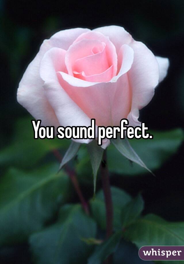You sound perfect.