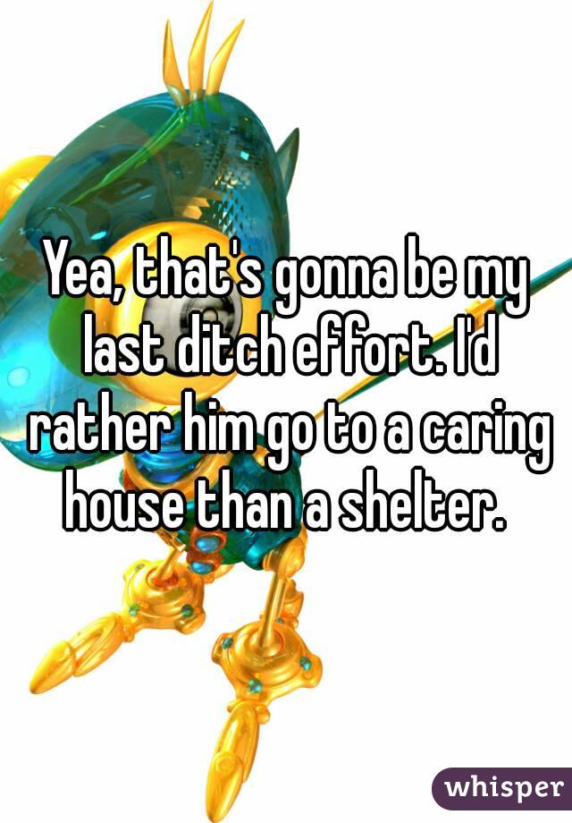 Yea, that's gonna be my last ditch effort. I'd rather him go to a caring house than a shelter. 