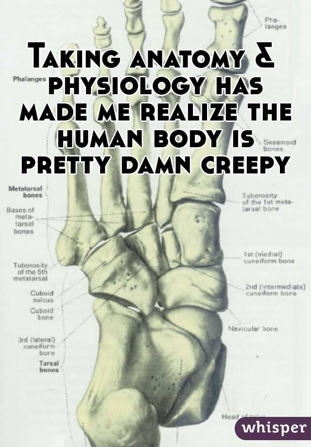 Taking anatomy & physiology has made me realize the human body is pretty damn creepy