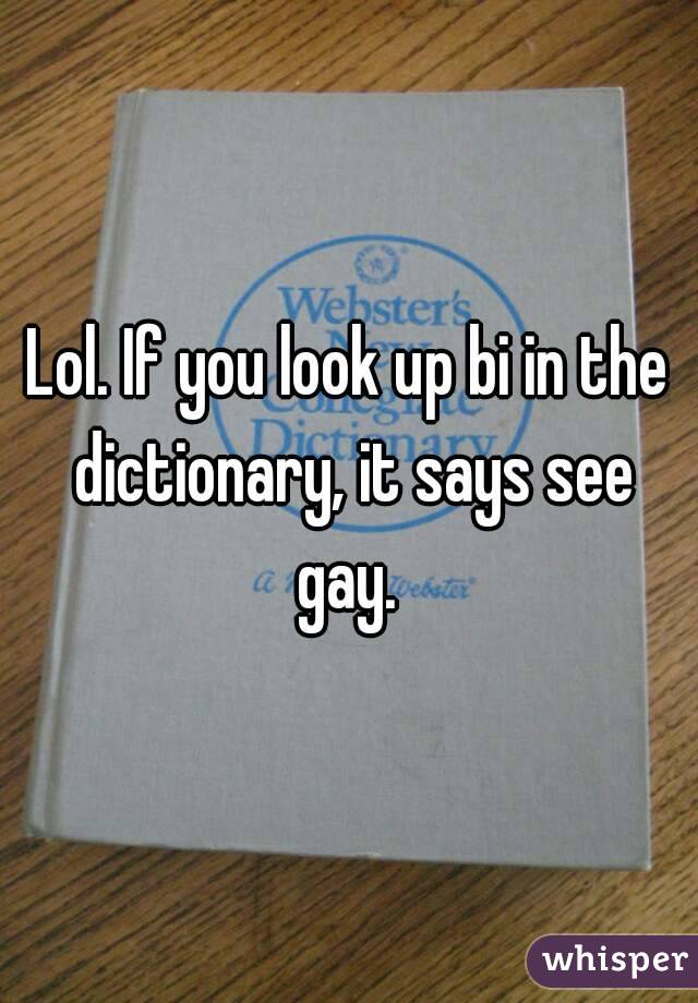 Lol. If you look up bi in the dictionary, it says see gay. 