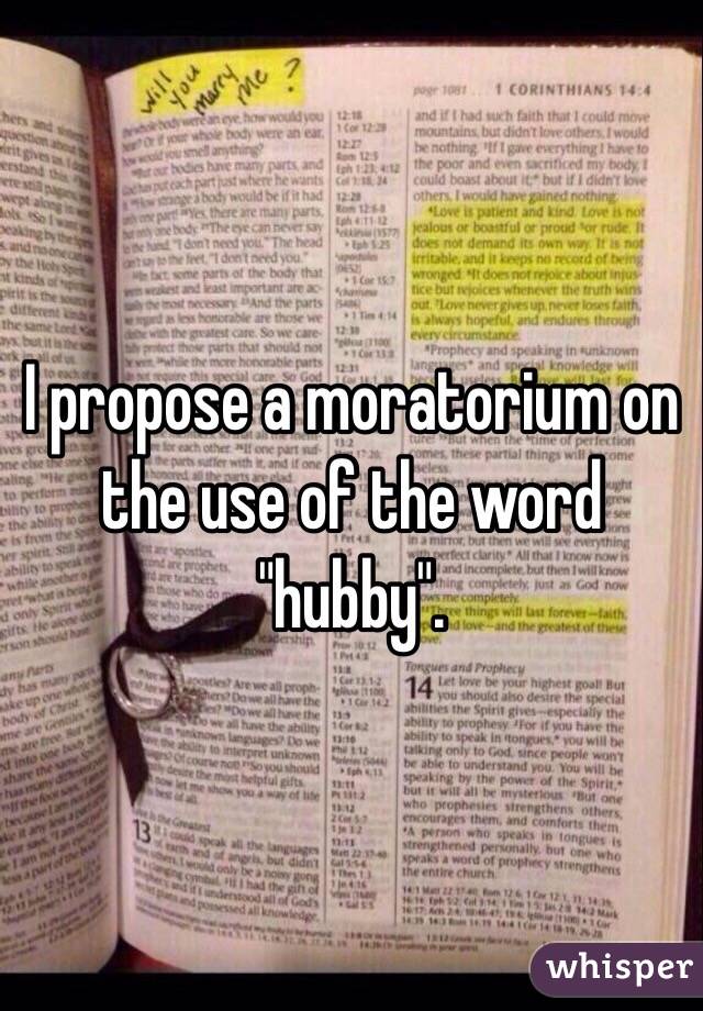 I propose a moratorium on the use of the word "hubby".