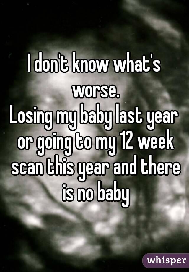 I don't know what's worse.
Losing my baby last year or going to my 12 week scan this year and there is no baby