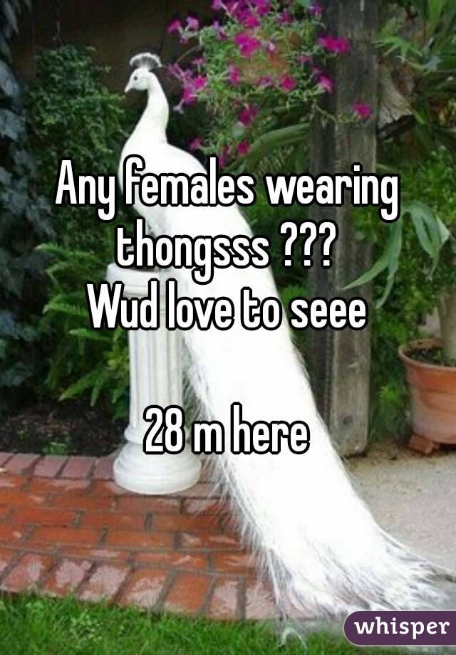 Any females wearing thongsss ??? 
Wud love to seee

28 m here