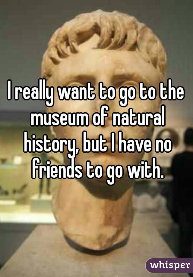 I really want to go to the museum of natural history, but I have no friends to go with.