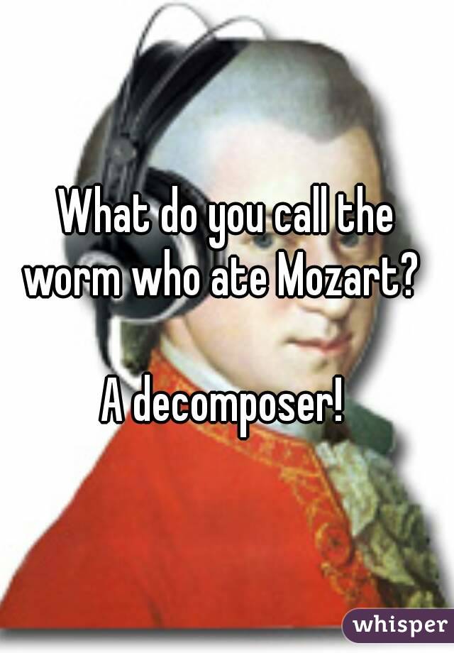 What do you call the worm who ate Mozart?  

A decomposer! 